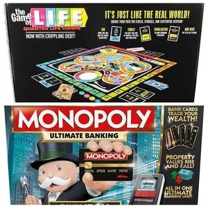 Board Game Bundle Life & Monopoly Debt / Crisis Edition